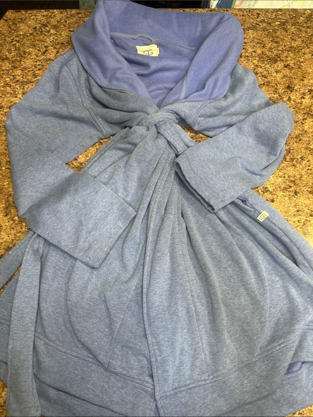 UGG Light Blue Wrap Tie-Front Short Robe Large